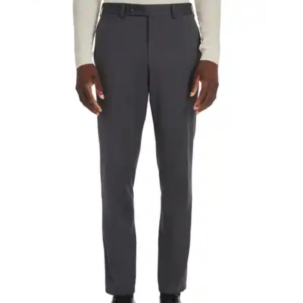 Peter Millar Harker Flat Front Solid Stretch Wool Dress Pants Charcoal 40R NWT